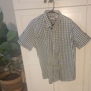 Izod Men's Blue and Yellow Plaid Shirt